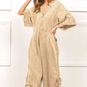 Just Chillaxin jumpsuit in oatmeal